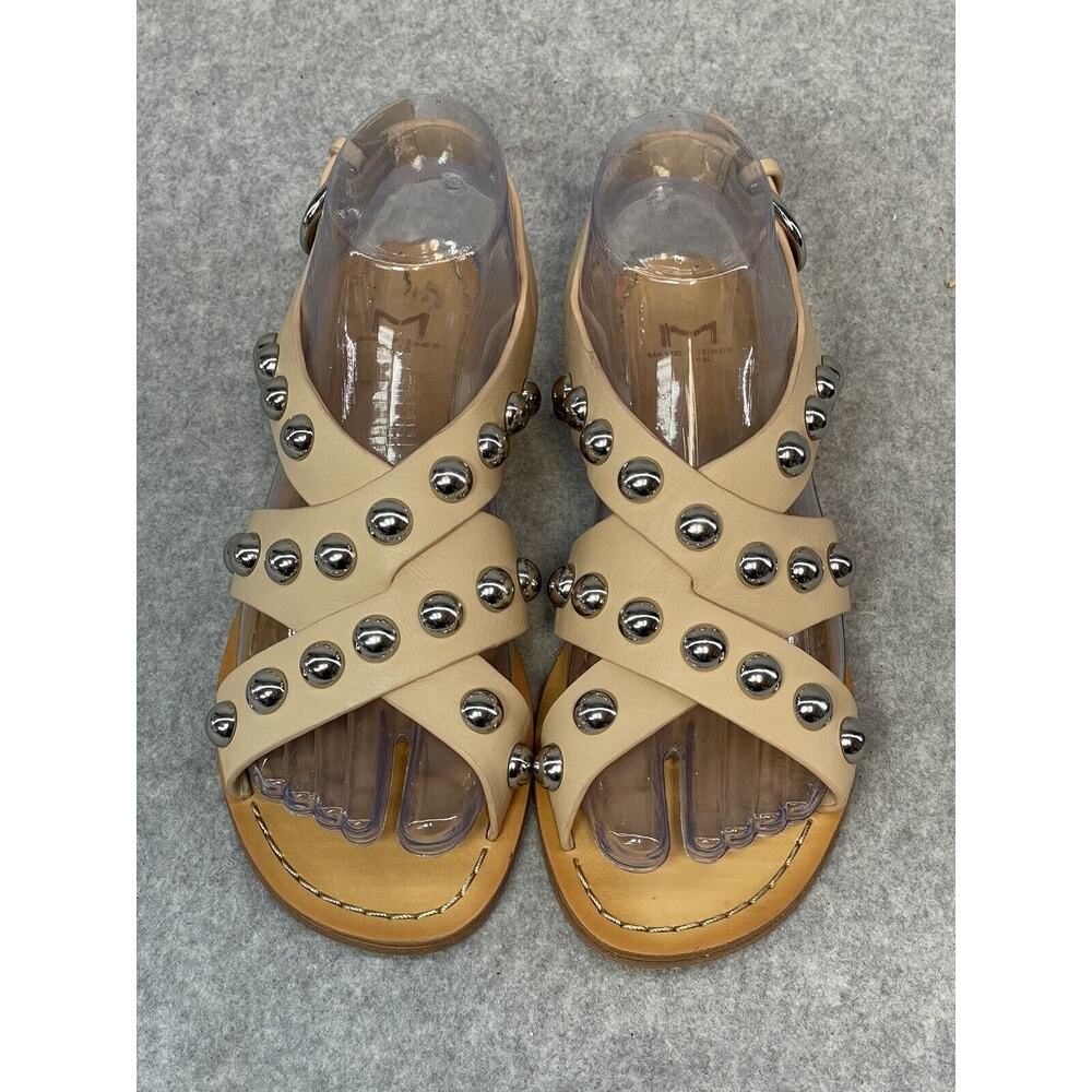 Marc Fisher Prancer - Studded LEATHER Tan/Nude Flat Sandals - Size 6